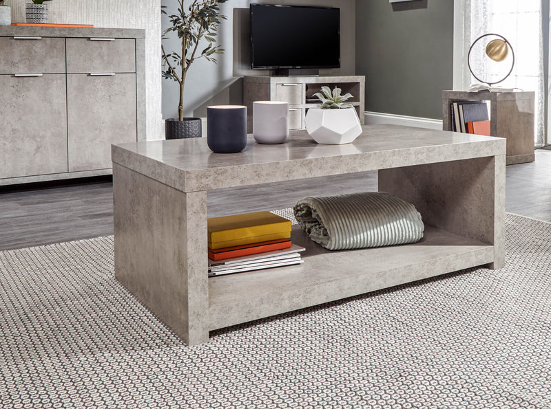 GFW Coffee Table Bloc Coffee Table With Shelf Concrete - GFW Bed Kings