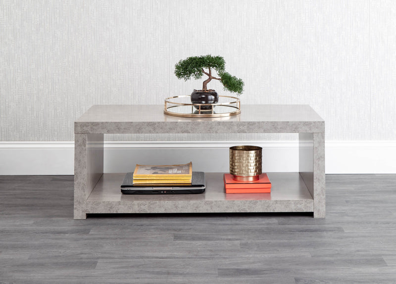 GFW Coffee Table Bloc Coffee Table With Shelf Concrete - GFW Bed Kings