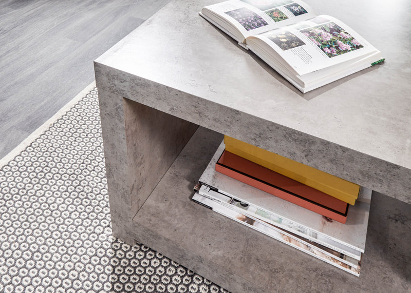 GFW Coffee Table Bloc Coffee Table With Shelf Concrete - GFW Bed Kings