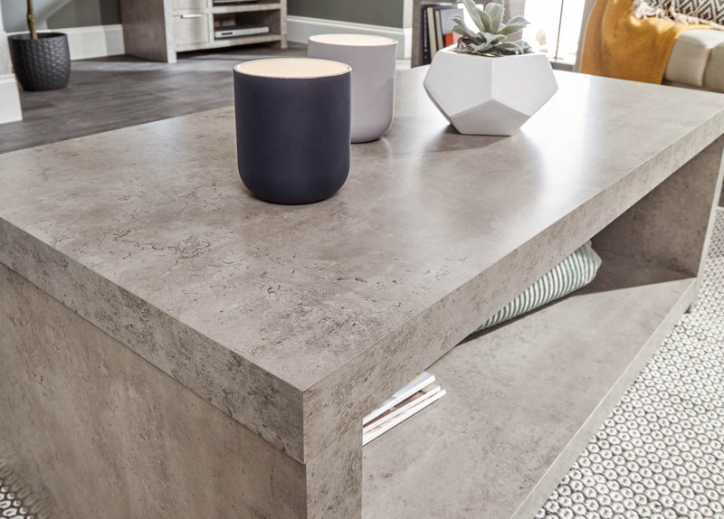 GFW Coffee Table Bloc Coffee Table With Shelf Concrete - GFW Bed Kings