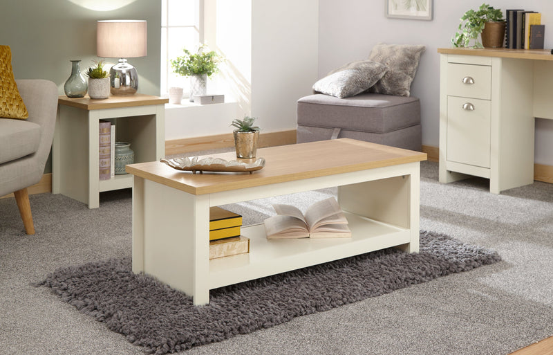 GFW Coffee Table Lancaster Coffee Table With Shelf Cream Bed Kings