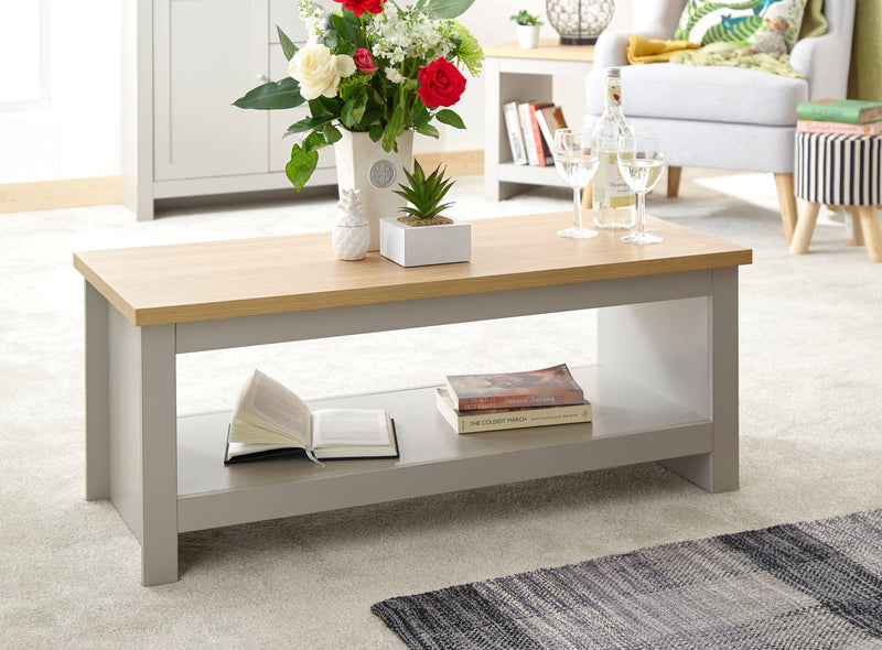 GFW Coffee Table Lancaster Coffee Table With Shelf Grey Bed Kings
