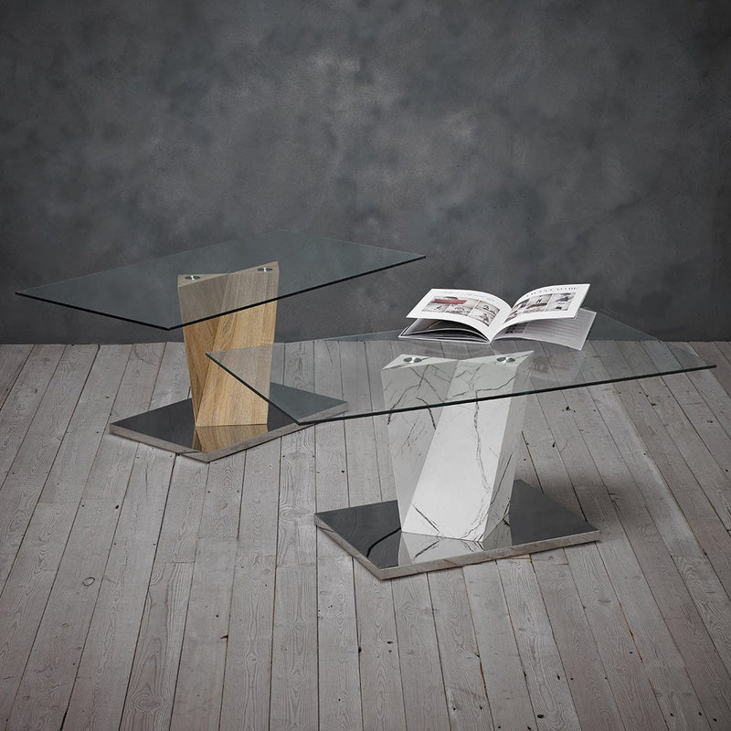 LPD Coffee Table Alpha Coffee Table White Marble Effect Base Bed Kings