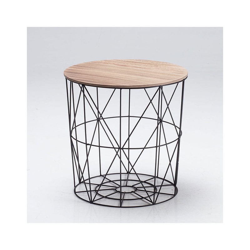 LPD Coffee Table Cosmo Cage Table Black With Oak Finish Top Bed Kings