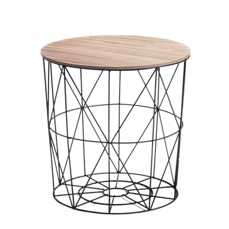 LPD Coffee Table Cosmo Cage Table Black With Oak Finish Top Bed Kings