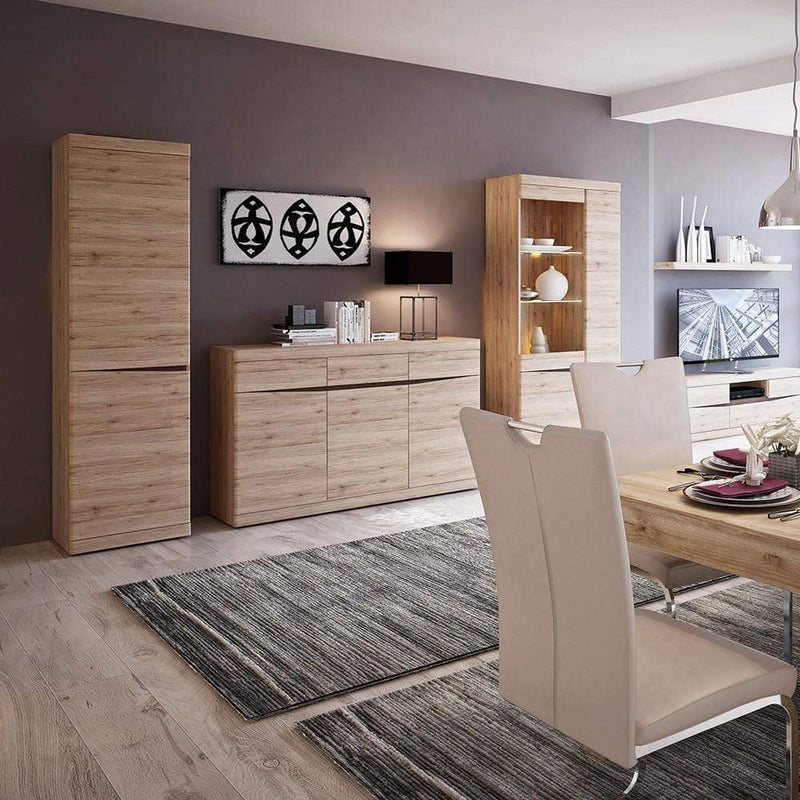 FTG Cupboard Kensington Tall Narrow 2 Door Cupboard Oak with dark Trim Melamine Bed Kings