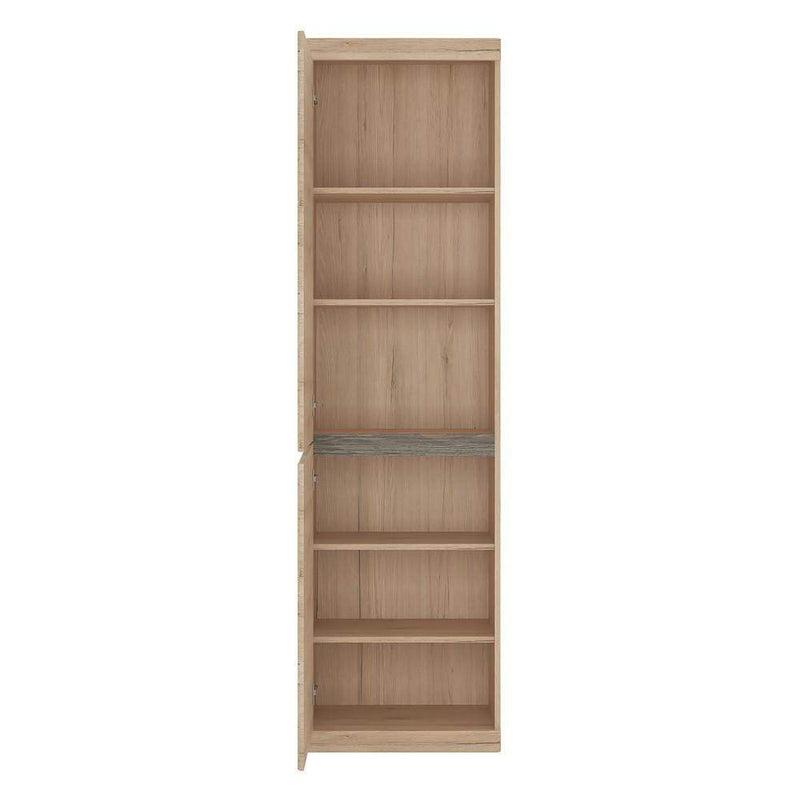 FTG Cupboard Kensington Tall Narrow 2 Door Cupboard Oak with dark Trim Melamine Bed Kings