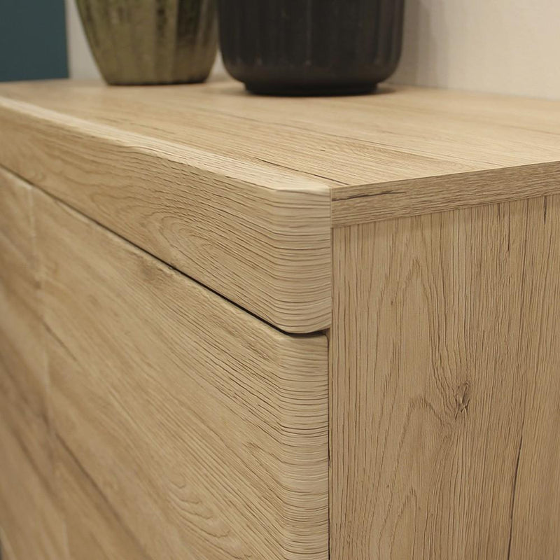 FTG Cupboard Kensington Tall Narrow 2 Door Cupboard Oak with dark Trim Melamine Bed Kings