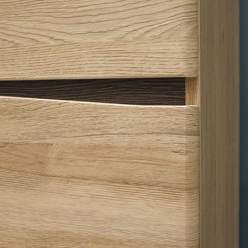 FTG Cupboard Kensington Tall Narrow 2 Door Cupboard Oak with dark Trim Melamine Bed Kings