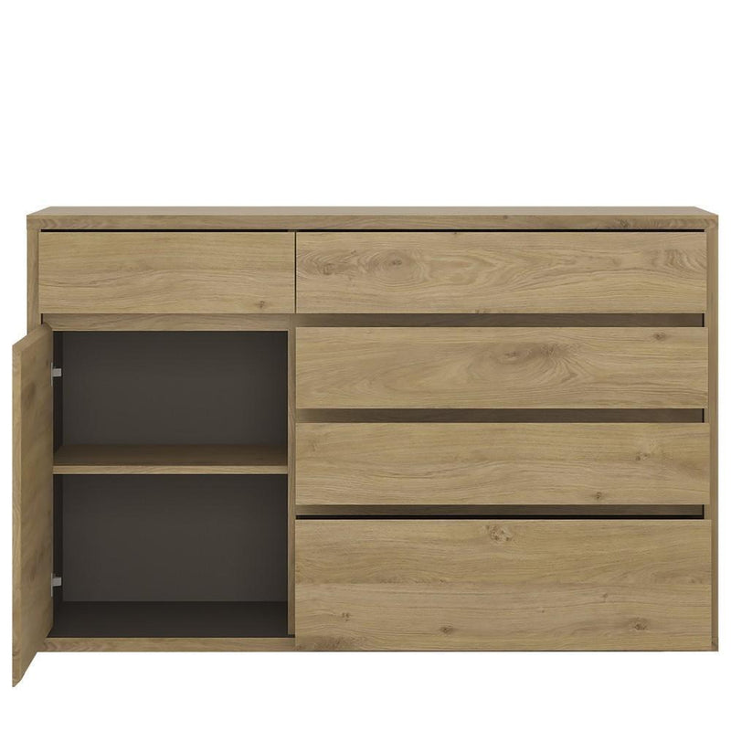 FTG Cupboard Shetland 1 Door 5 drawer cupboard Shetland Oak Finish Bed Kings