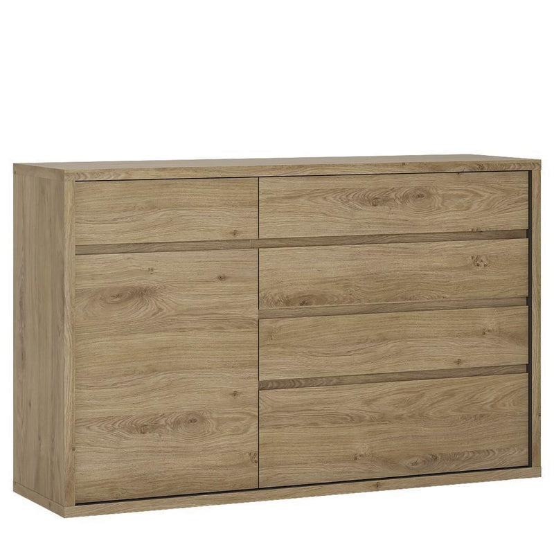 FTG Cupboard Shetland 1 Door 5 drawer cupboard Shetland Oak Finish Bed Kings