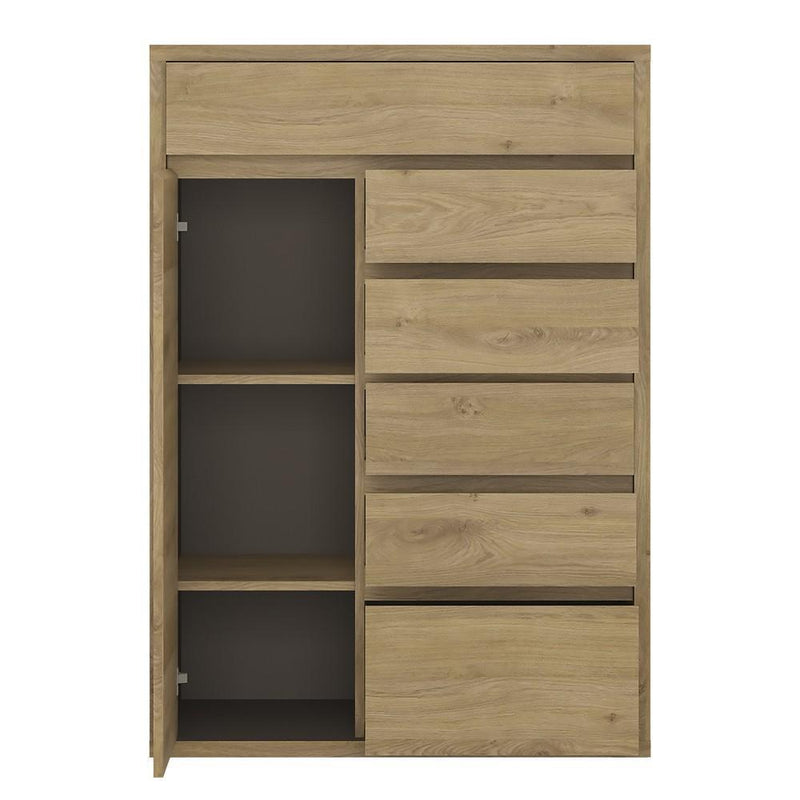 FTG Cupboard Shetland 1 Door 6 drawer cupboard Shetland Oak Finish Bed Kings