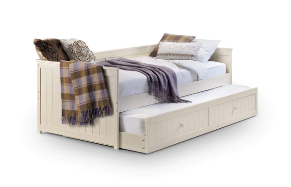 Julian Bowen Day Bed and Trundle Set Single 90cm 3ft Jessica Day Bed & Underbed - Stone White Bed Kings