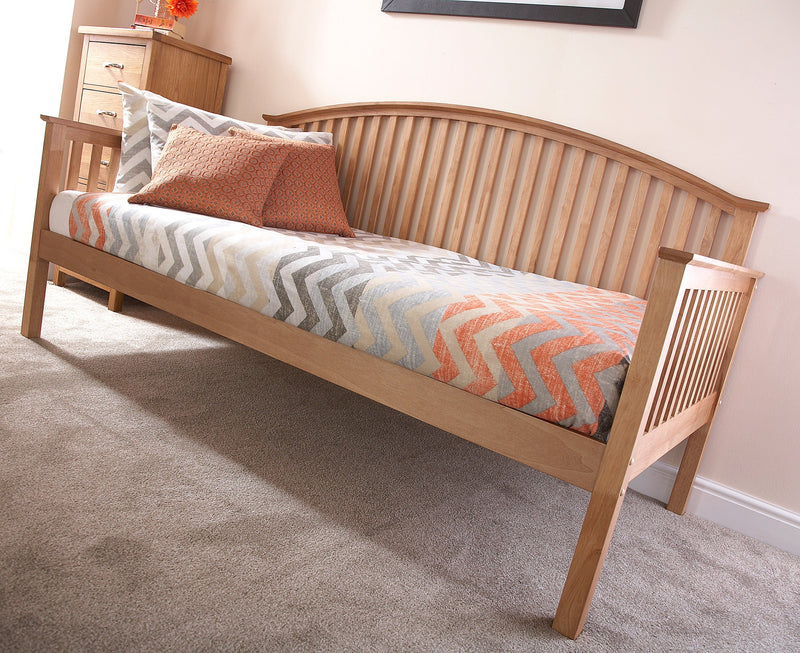 GFW Day Bed Single 90cm 3ft Madrid Wooden Day Bed Only Oak Bed Kings
