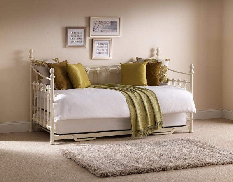 Julian Bowen Day Bed Trundle Single 90cm 3ft Versailles Underbed/Trundle Bed - Stone White Bed Kings