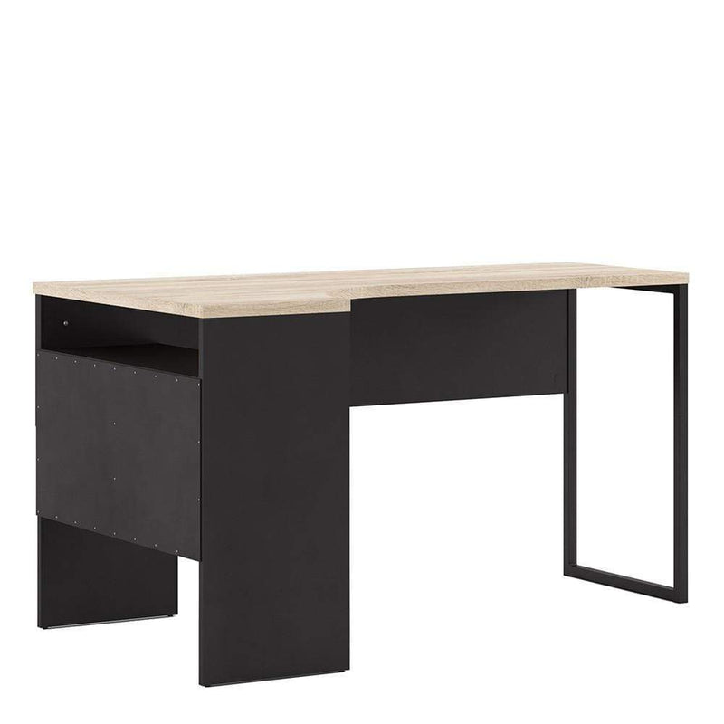 FTG Desk Function Plus - Corner Desk 2 Drawers in Black Matt and Oak Bed Kings
