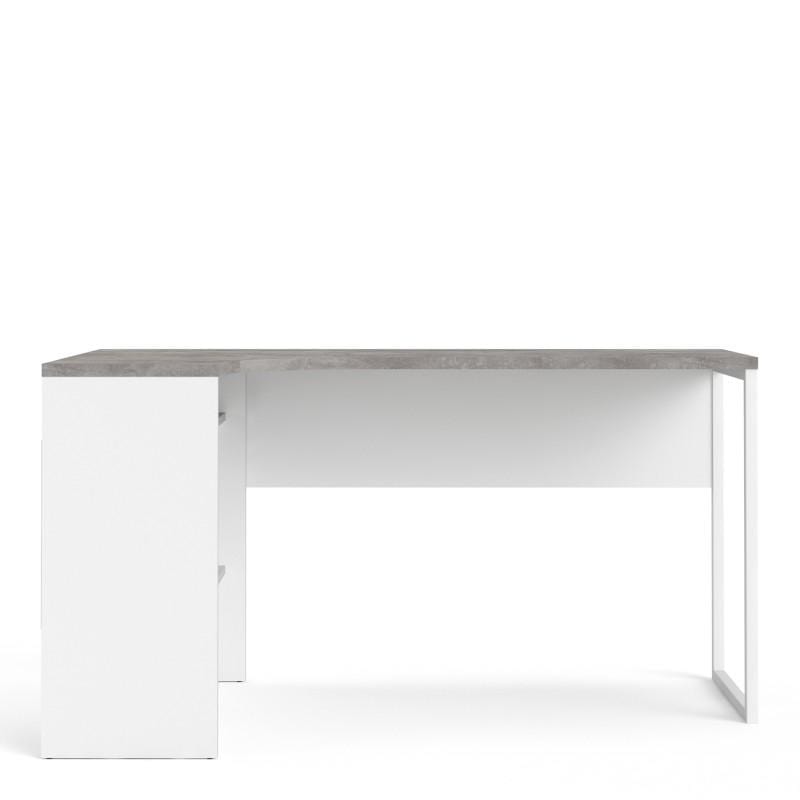 FTG Desk Function Plus Corner Desk 2 Drawers in White and Grey Bed Kings