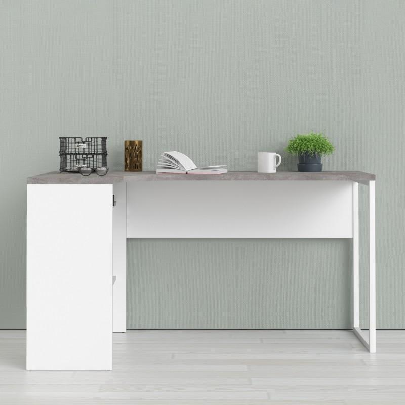 FTG Desk Function Plus Corner Desk 2 Drawers in White and Grey Bed Kings