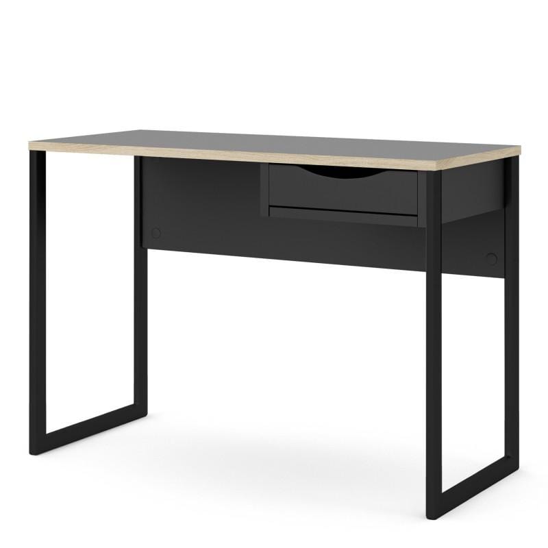 FTG Desk Function Plus Desk 1 Drawer in Black with Oak Trim Bed Kings