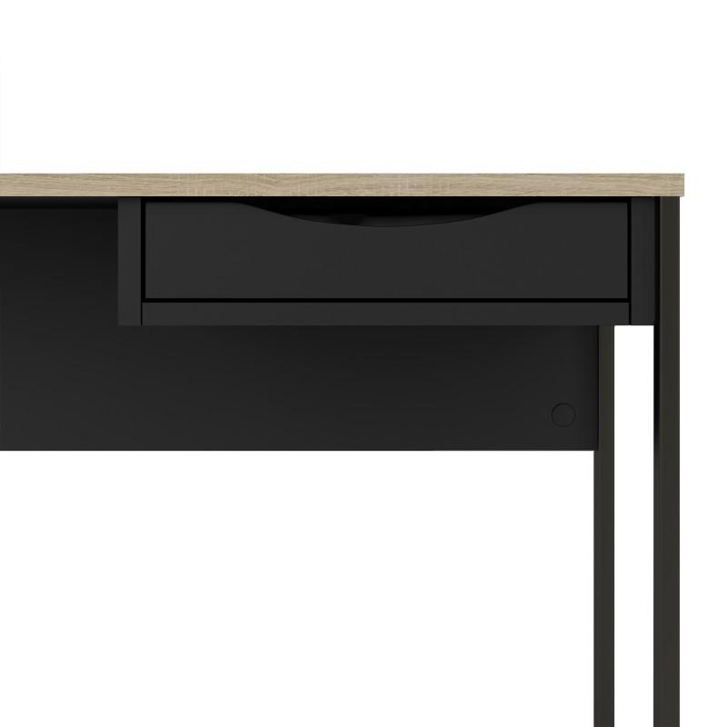 FTG Desk Function Plus Desk 1 Drawer in Black with Oak Trim Bed Kings