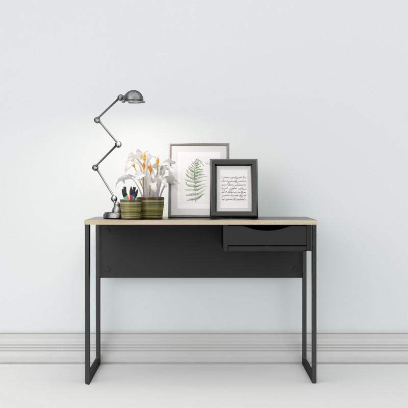 FTG Desk Function Plus Desk 1 Drawer in Black with Oak Trim Bed Kings