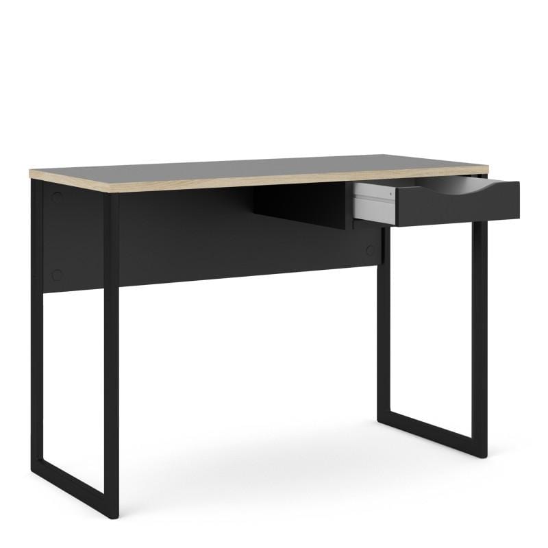 FTG Desk Function Plus Desk 1 Drawer in Black with Oak Trim Bed Kings
