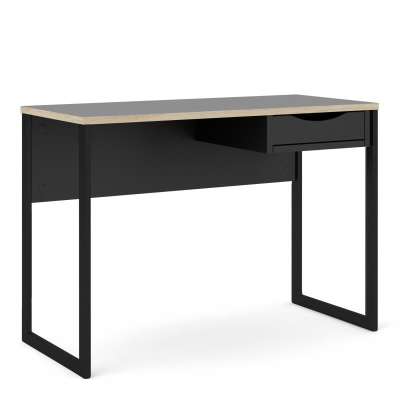 FTG Desk Function Plus Desk 1 Drawer in Black with Oak Trim Bed Kings