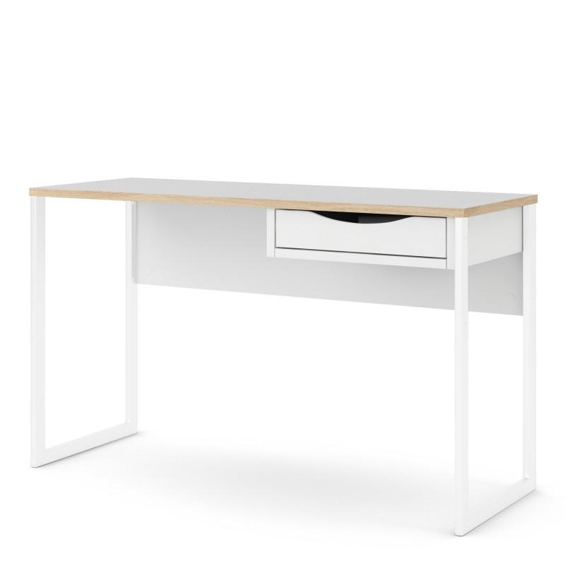 FTG Desk Function Plus Desk 1 Drawer Wide in White with Oak Trim Bed Kings