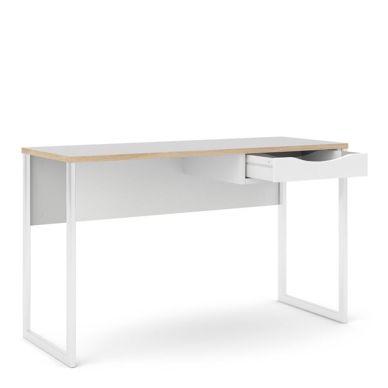 FTG Desk Function Plus Desk 1 Drawer Wide in White with Oak Trim Bed Kings