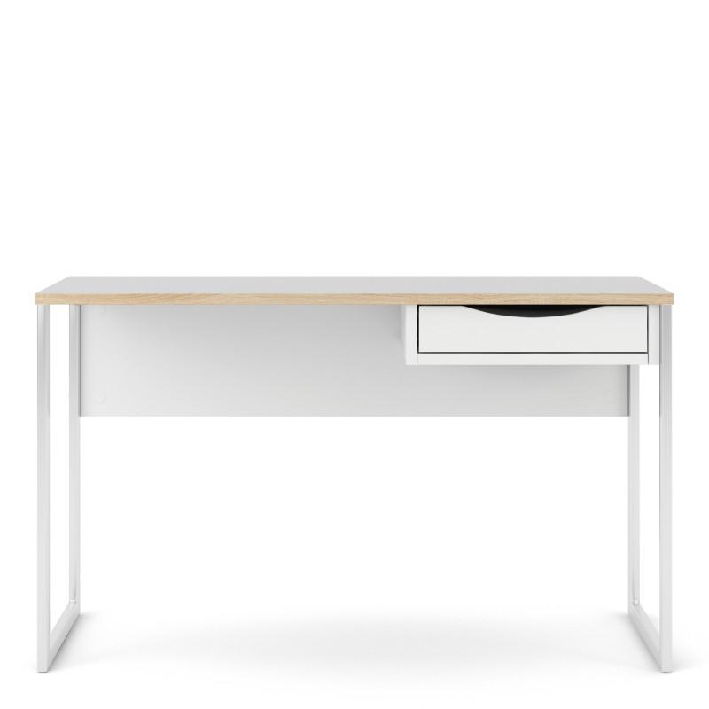 FTG Desk Function Plus Desk 1 Drawer Wide in White with Oak Trim Bed Kings