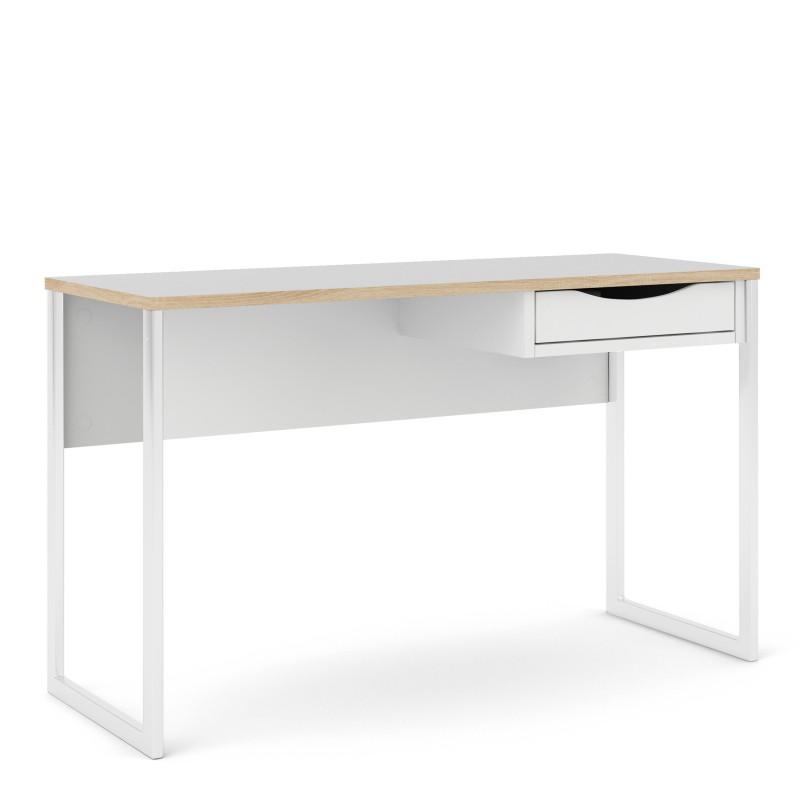 FTG Desk Function Plus Desk 1 Drawer Wide in White with Oak Trim Bed Kings