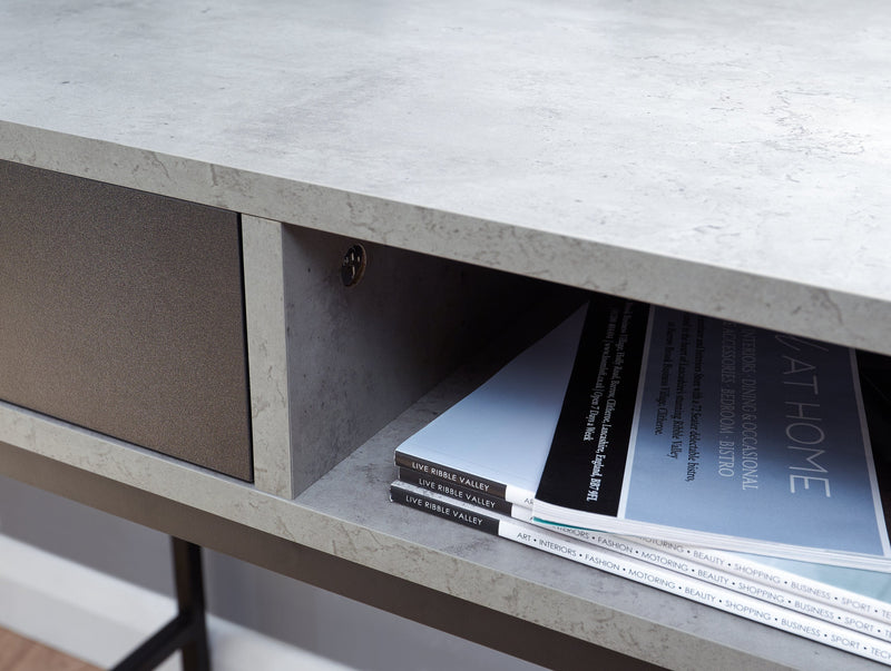 GFW Desk Telford Computer Desk Concrete & Black Bed Kings