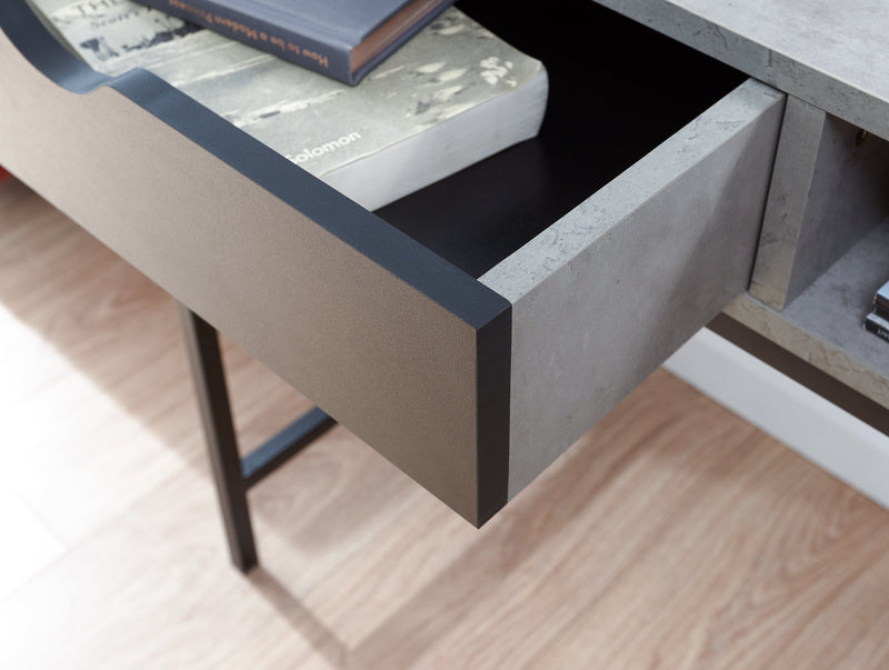 GFW Desk Telford Computer Desk Concrete & Black Bed Kings