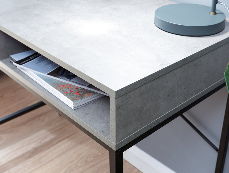 GFW Desk Telford Computer Desk Concrete & Black Bed Kings