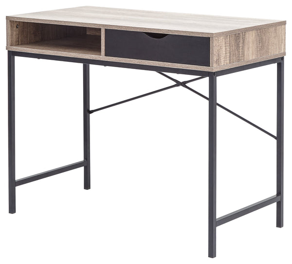 GFW Desk Telford Computer Desk Dark Oak & Black Bed Kings