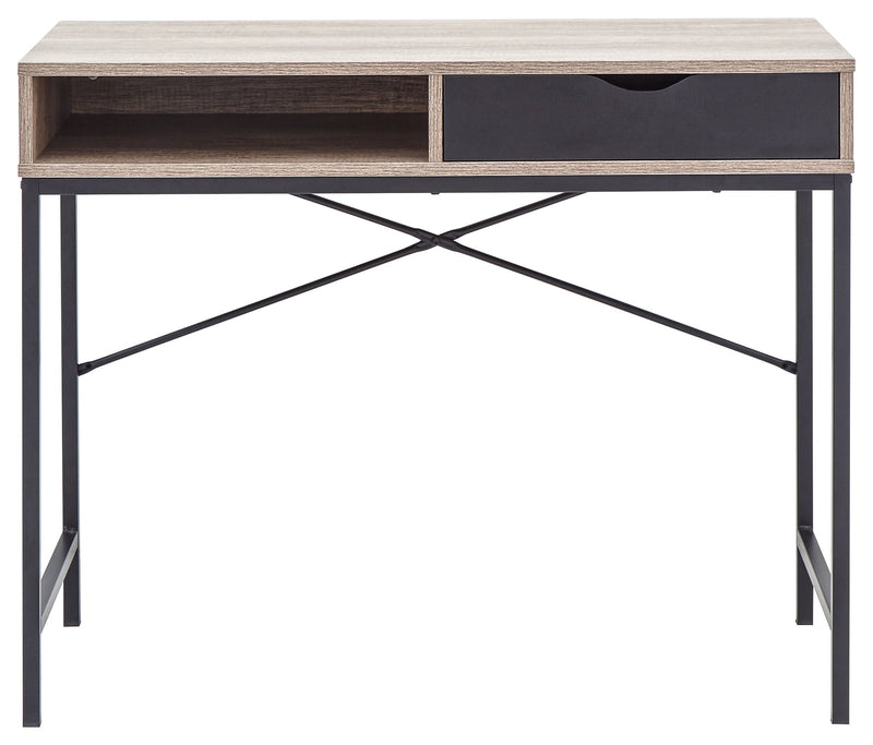 GFW Desk Telford Computer Desk Dark Oak & Black Bed Kings