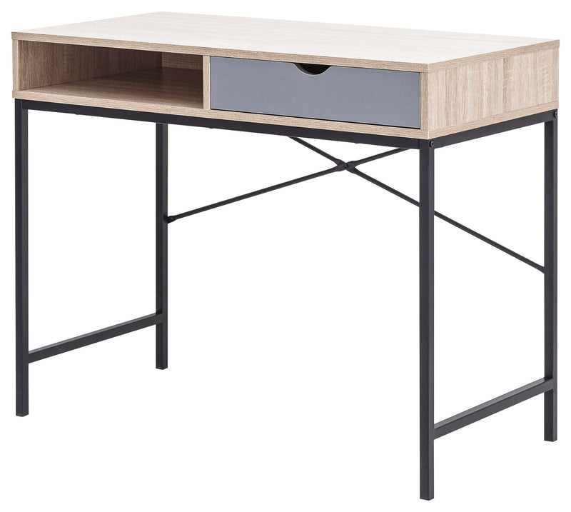 GFW Desk Telford Computer Desk Light Oak & Grey Bed Kings