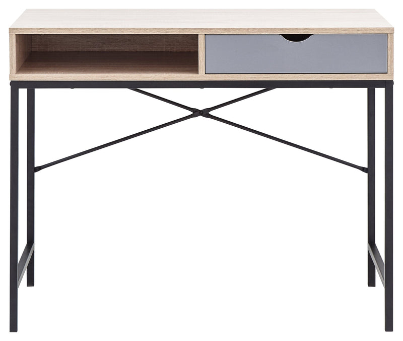 GFW Desk Telford Computer Desk Light Oak & Grey Bed Kings