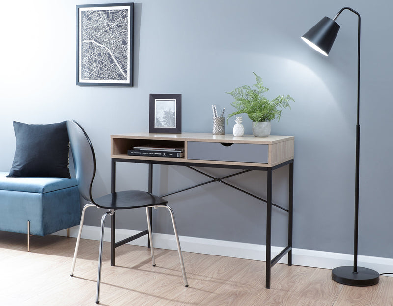 GFW Desk Telford Computer Desk Light Oak & Grey Bed Kings
