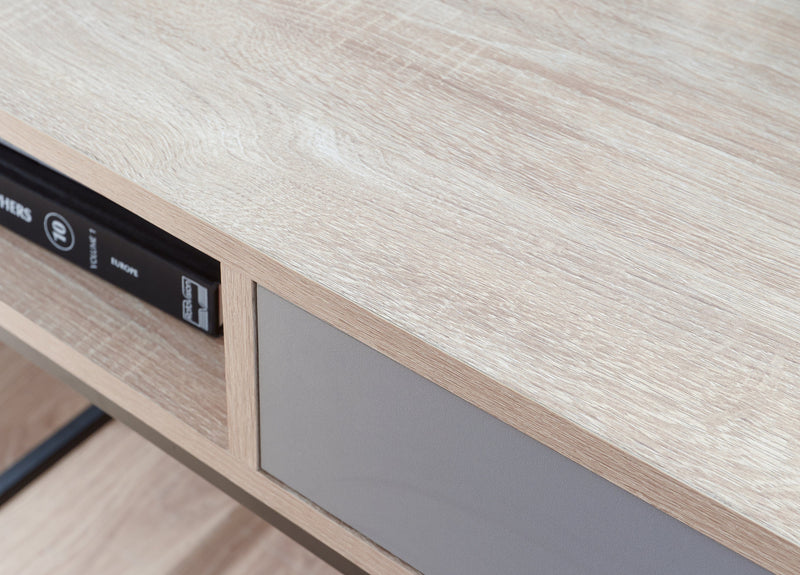 GFW Desk Telford Computer Desk Light Oak & Grey Bed Kings