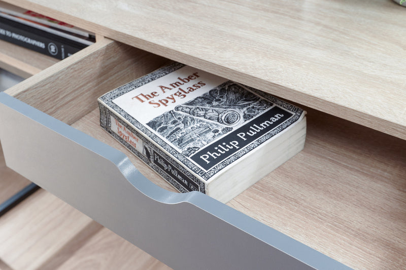 GFW Desk Telford Computer Desk Light Oak & Grey Bed Kings