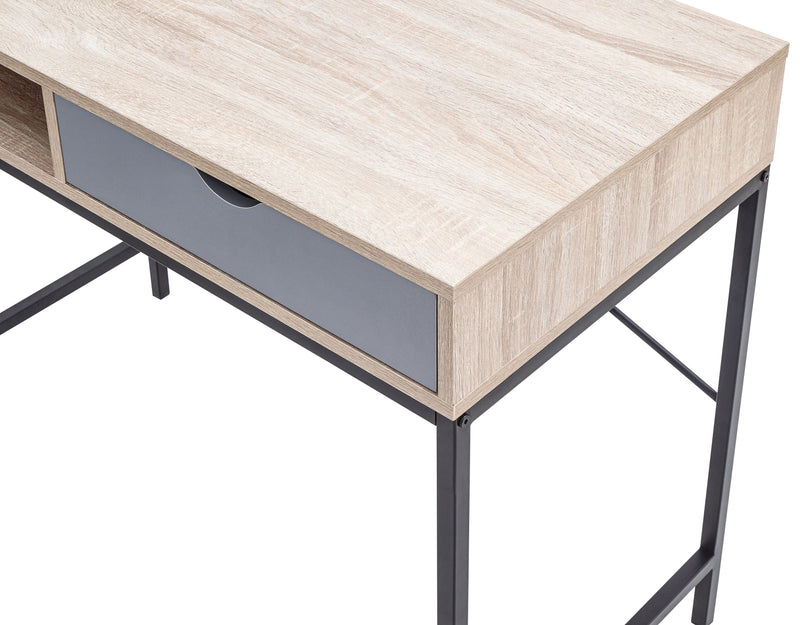 GFW Desk Telford Computer Desk Light Oak & Grey Bed Kings
