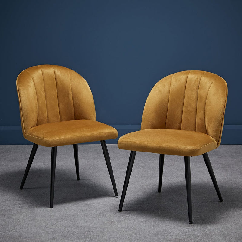 LPD Dining Chair Orla Dining Chair Mustard (Pack of 2) - From LPD Bed Kings