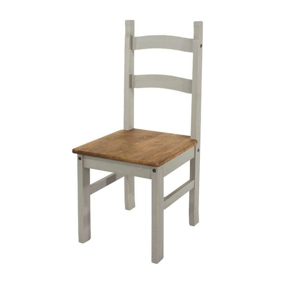 Core Products Dining Chairs Corona Grey - Solid Pine Chairs (Pair) - Grey Wax/Antique Waxed Pine Bed Kings