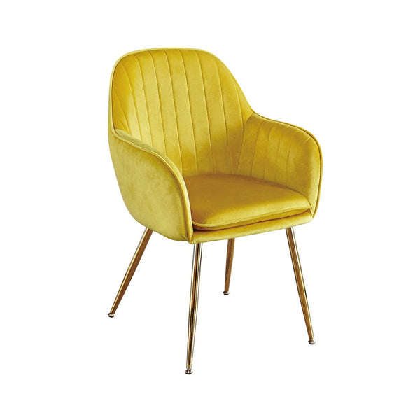 LPD Dining Chairs CLEARANCE Lara Dining Chair Ochre Yellow With Gold Legs (Pack of 2) Bed Kings