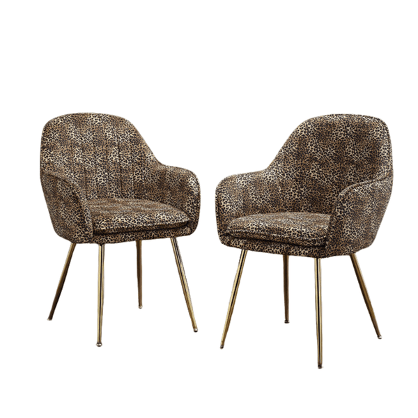LPD Dining Chairs Lara Dining Chair Leopard Print With Gold Legs (Pack of 2) Bed Kings
