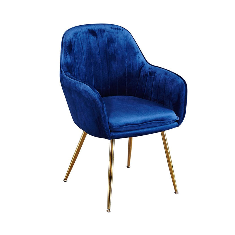 LPD Dining Chairs Lara Dining Chair Royal Blue With Gold Legs (Pack of 2) Bed Kings