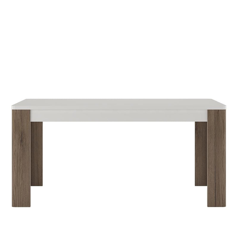 FTG Dining Table Toronto - 160cm Dining Table - White with San Remo Oak inset Bed Kings