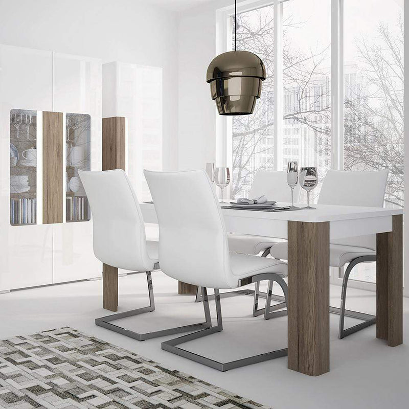 FTG Dining Table Toronto - 160cm Dining Table - White with San Remo Oak inset Bed Kings