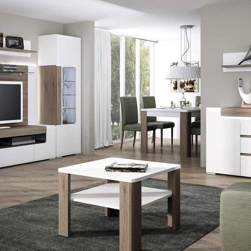 FTG Dining Table Toronto - 160cm Dining Table - White with San Remo Oak inset Bed Kings